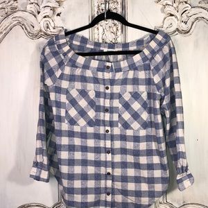 Off the Shoulder Gingham Blouse
